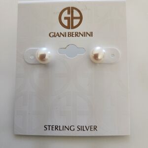 Giani Bernini Sterling Silver Imitation Pearl Stud Earrings
